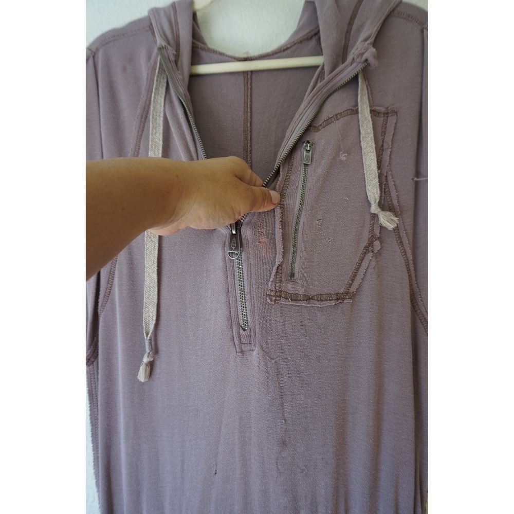 FP Movement Franklin Hills Jumpsuit Knit Boho Distressed Harem Hooded‎ Mauve XS - Picture 5 of 12